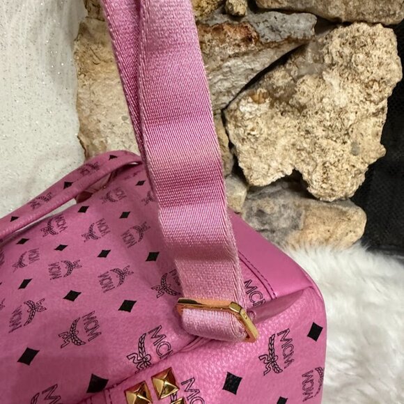 MCM Pink Visetos Mini Backpack Gold Hardware Authentic main image 4